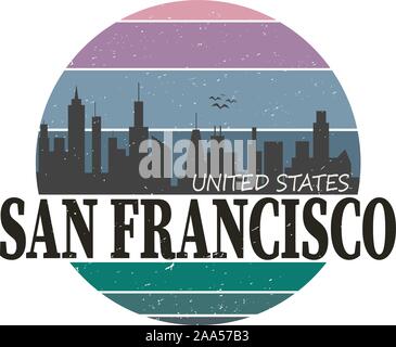 San Francisco Symbol t-shirt oder Drucken logo Zeichen Stock Vektor