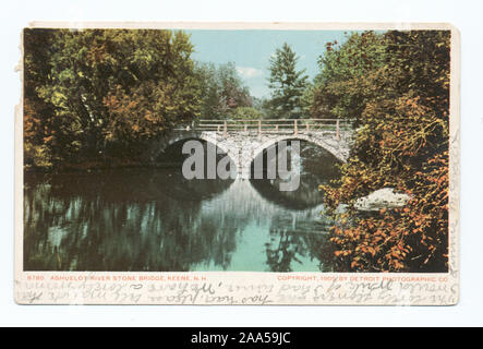 Letzte Serie Lager Detroit fotografische Unternehmen Impressum.; Ashuelot Fluss, steinerne Brücke, Keene, N.H. Stockfoto