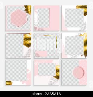 Satz von Design Hintergründe Template für soziale Medien post Rahmen. Vector Illustration Stock Vektor