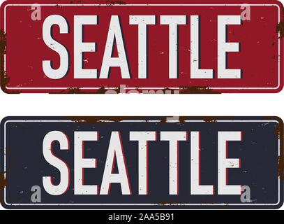 Seattle, Washington USA Reisen rostigen Schild Symbol Skyline Stadt Design Stock Vektor