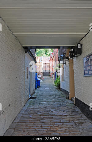 Gasse in der Altstadt von Panama Stadt. Stockfoto