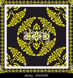 Orientalische, ethnischen Vektor Schal Muster, symmetrischen Teppich Textur. Traditionelle Stoff drucken. Schal, Halstuch Hintergrund. Stock Vektor