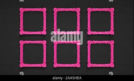 Sechs rosa Zierrahmen Stockfoto