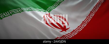 Offizielle Flagge des Iran. Web Banner. Stockfoto