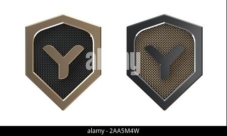 Buchstabe Y, Metallschild Logo mit Gitter. Stockfoto