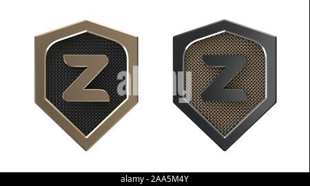 Buchstabe Z, Metallschild Logo mit Gitter. Stockfoto