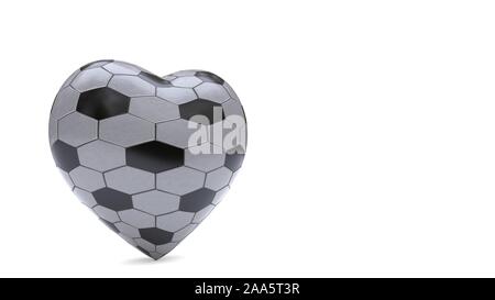 Das Konzept der Liebe zum Fußball, 3D-Rendering Stockfoto