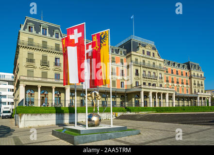 Schweiz, Genf, Quai Woodrow Wilson, Palais Wilson, Sitz des Amtes des Hohen Kommissars der Vereinten Nationen für Menschenrechte Stockfoto
