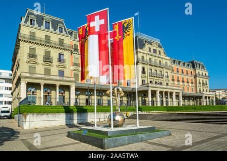 Schweiz, Genf, Quai Woodrow Wilson, Palais Wilson, Sitz des Amtes des Hohen Kommissars der Vereinten Nationen für Menschenrechte Stockfoto