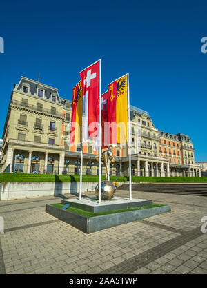 Schweiz, Genf, Quai Woodrow Wilson, Palais Wilson, Sitz des Amtes des Hohen Kommissars der Vereinten Nationen für Menschenrechte Stockfoto