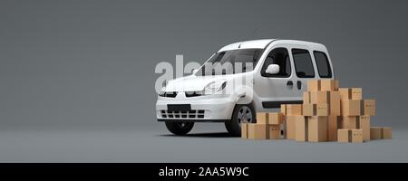 Weißen Lieferwagen mit bereit Aufträge. Stockfoto