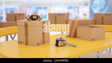 Vorbereitung von Geschenk Bestellungen. Stockfoto