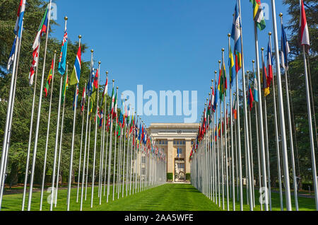 Schweiz, Palast der Nationen, der Heimat des Büro der Vereinten Nationen in Genf Stockfoto