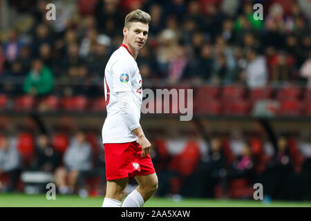 Warschau, Polen. Nov, 2019 19. Lukasz Piszczek von Polen sieht während der UEFA EURO 2020 Gruppe G qualifizierenden Fußballspiel zwischen Polen und Slowenien in Warschau, Polen, 19.11.2019. Quelle: Adam Starszynski/Xinhua/Alamy leben Nachrichten Stockfoto