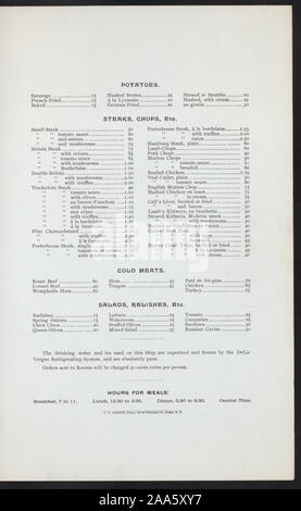 ILLUS, Zeichnung von DAMPFGARER STELLEN INNERHALB DES RAHMENS;;;;;;;; Frühstück [von] nördlichen Steamship Company/GREAT NORTHERN RY LINE statt. [At] an Bord der SS NORTH LAND (SS;) Stockfoto