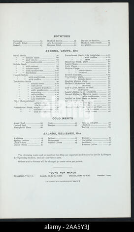 ILLUS, Zeichnung von DAMPFGARER STELLEN INNERHALB DES RAHMENS;;;;;;;; Frühstück [von] nördlichen Steamship Company/GREAT NORTHERN RY LINE statt. [At] an Bord der SS NORTH WEST (SS ;) Stockfoto