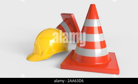 Baustellen Verkehr Ausrüstung, 3D-Rendering Stockfoto