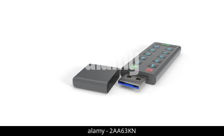 Kennwort geschützt BIPR kompatibel Flash Disk Konzept, 3D-Rendering Stockfoto
