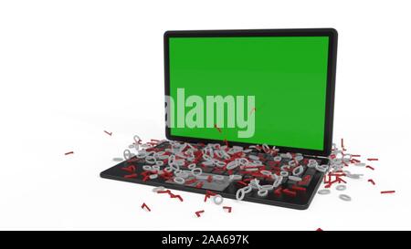 Eine null Daten und der Hintergrund von einem Computer, 3D-Rendering Stockfoto