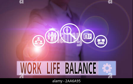 Text Zeichen zeigen, Work Life Balance. Business foto Präsentation Abteilung der Zeit zwischen Beruf oder Familie und Freizeit Stockfoto