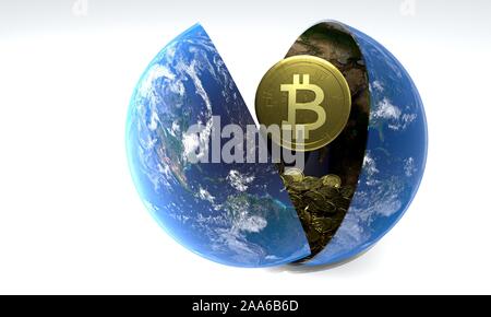 Die Anhäufung von Tagen Bitcoin Welt, 3D-Rendering Stockfoto