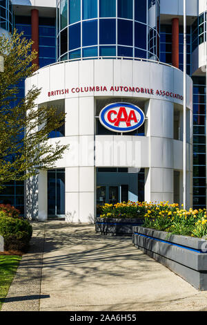 BURNABY, BRITISH COLUMBIA, KANADA - 12. April 2019: BCAA British Columbia Automobile Association Eingang. Stockfoto