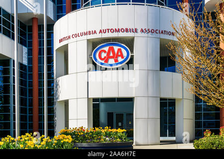 BURNABY, BRITISH COLUMBIA, KANADA - 12. April 2019: BCAA British Columbia Automobile Association Eingang. Stockfoto