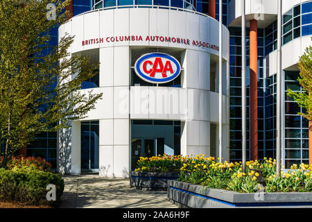 BURNABY, BRITISH COLUMBIA, KANADA - 12. April 2019: BCAA British Columbia Automobile Association Eingang. Stockfoto