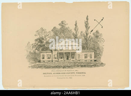 EM 14751; Belvoir, Albemarle County, Virginia. Residenz des United States Senator John Walker, 1790. Durch Feuer, 1836 zerstört. Stockfoto