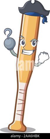 Maskottchen Baseballschläger mit in pirate Cartoon Stock Vektor