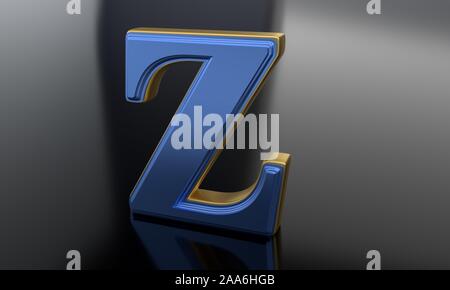 Z gold Dual Layer Fall auf Schwarz 3D-Rendering Stockfoto