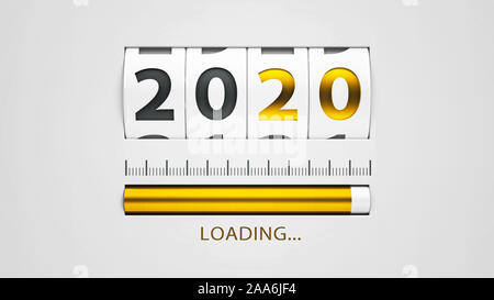 Design Komponente eines Zählers wählen, zeigt das neue Jahr 2020, 3D-Rendering, 3D-Darstellung Stockfoto
