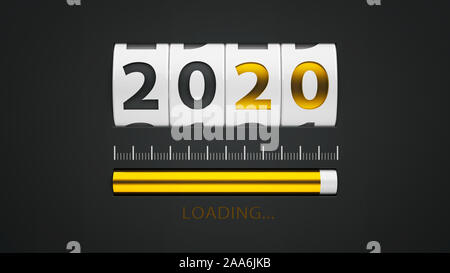 Design Komponente eines Zählers wählen, zeigt das neue Jahr 2020, 3D-Rendering, 3D-Darstellung Stockfoto