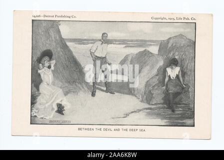 1905+. Enthält das "Life"-Cartoon Serie.; zwischen dem Teufel und dem tiefen Meer, Leben Cartoons Stockfoto