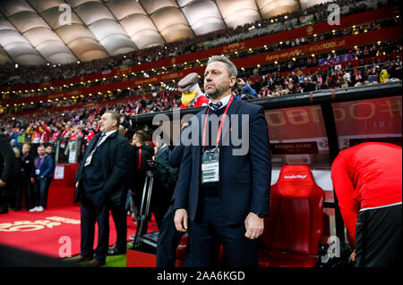 Warschau, Polen. Nov, 2019 19. Jerzy Brzeczek-Cheftrainer der Polen während der Euro 2020 Qualifiers (Gruppe G) Übereinstimmung zwischen Polen und Slowenien gesehen. (Endstand 3:2; Polen Slowenien) Credit: SOPA Images Limited/Alamy leben Nachrichten Stockfoto