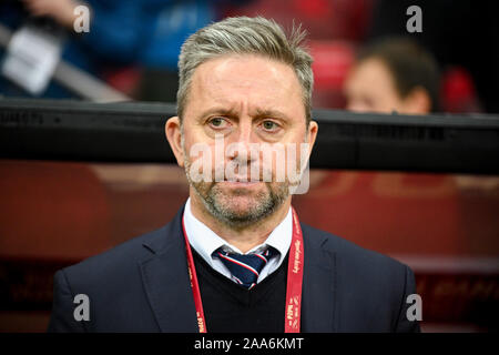 Warschau, Polen. Nov, 2019 19. Jerzy Brzeczek-Cheftrainer der Polen während der Euro 2020 Qualifiers (Gruppe G) Übereinstimmung zwischen Polen und Slowenien gesehen. (Endstand 3:2; Polen Slowenien) Credit: SOPA Images Limited/Alamy leben Nachrichten Stockfoto