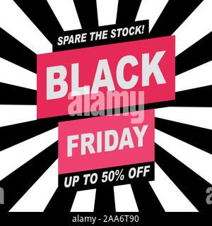 Schwarzer Freitag banner Template Design. Angebot. Am Ende der Saison besondere begrenzte Verkäufe. Rabatte, 50 aus. Stock Vektor