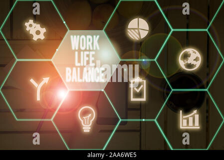 Text Zeichen zeigen, Work Life Balance. Business foto Präsentation Abteilung der Zeit zwischen Beruf oder Familie und Freizeit Stockfoto