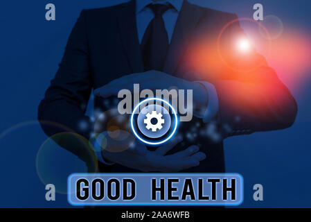Text Zeichen, die gute Gesundheit. Business Foto präsentiert, kräftige und frei von körperlichen oder geistigen Krankheit Stockfoto