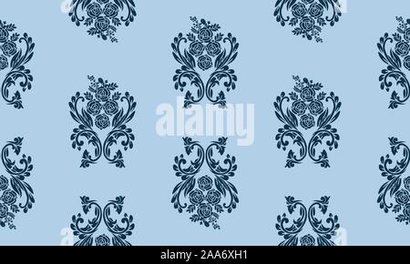 Moderne Textur mit nahtloser dark blue leaf Floral. Stock Vektor