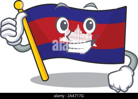 Daumen nach oben cartoon Flagge Kambodscha in mit Maskottchen Stock Vektor