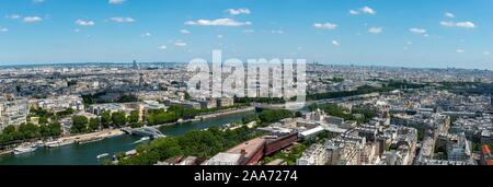 Stadtbild mit Seine, Blick vom Eiffelturm, Panorama, Paris, Frankreich Stockfoto