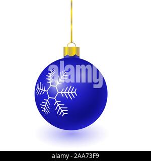 Vektor blue christmas tree Ball mit schneeflockenmuster Stock Vektor