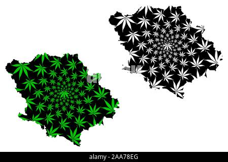 Poltava Oblast (administrative divisions in der Ukraine, Oblast der Ukraine) Karte ist Cannabis blatt grün und schwarz gestaltet, Poltavshchyna Karte aus Mari Stock Vektor