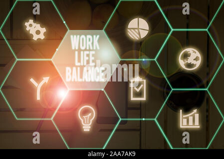 Text Zeichen zeigen, Work Life Balance. Business foto Präsentation Abteilung der Zeit zwischen Beruf oder Familie und Freizeit Stockfoto
