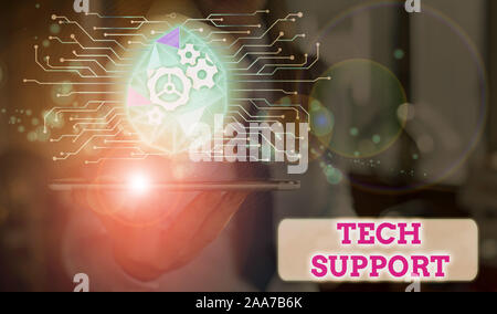Text Zeichen zeigen Tech Support. Business foto Präsentation Beratung und Fehlerbehebung Service durch eine analysisufacturer Stockfoto