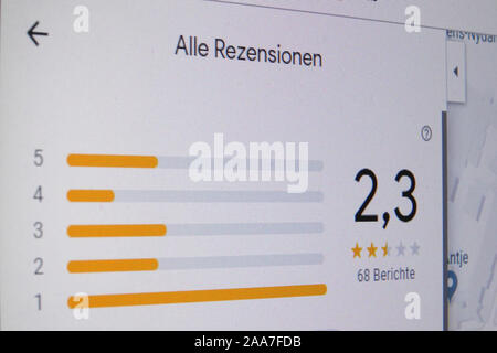München, Deutschland. Nov, 2019 19. Ein Internet Rating kann auf einem Computer Monitor gesehen werden. Credit: Jennifer Weese/dpa/Alamy leben Nachrichten Stockfoto