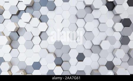 Abstrakte 3D-Abbildung der bunten Sechsecken Hintergrund. Zufällige Verschiebung. Guter Hintergrund Stockfoto