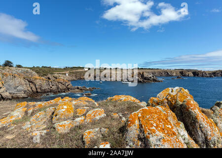 Landschaft am Eingang des Hafens von La Meule auf der Insel Yeu (Vendee, Frankreich) Stockfoto