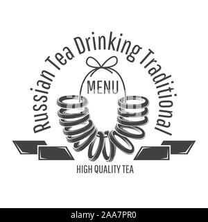 Russische süße trockenes Brot, donut-förmigen Brötchen auf der Saite. Logo für Cafe, Teehaus, Tea Party, Bäckerei oder Business Stock Vektor